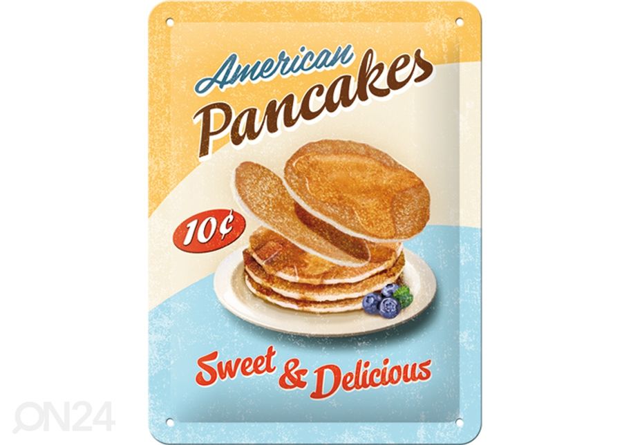 Retro metallposter American Pancakes 15x20cm suurendatud