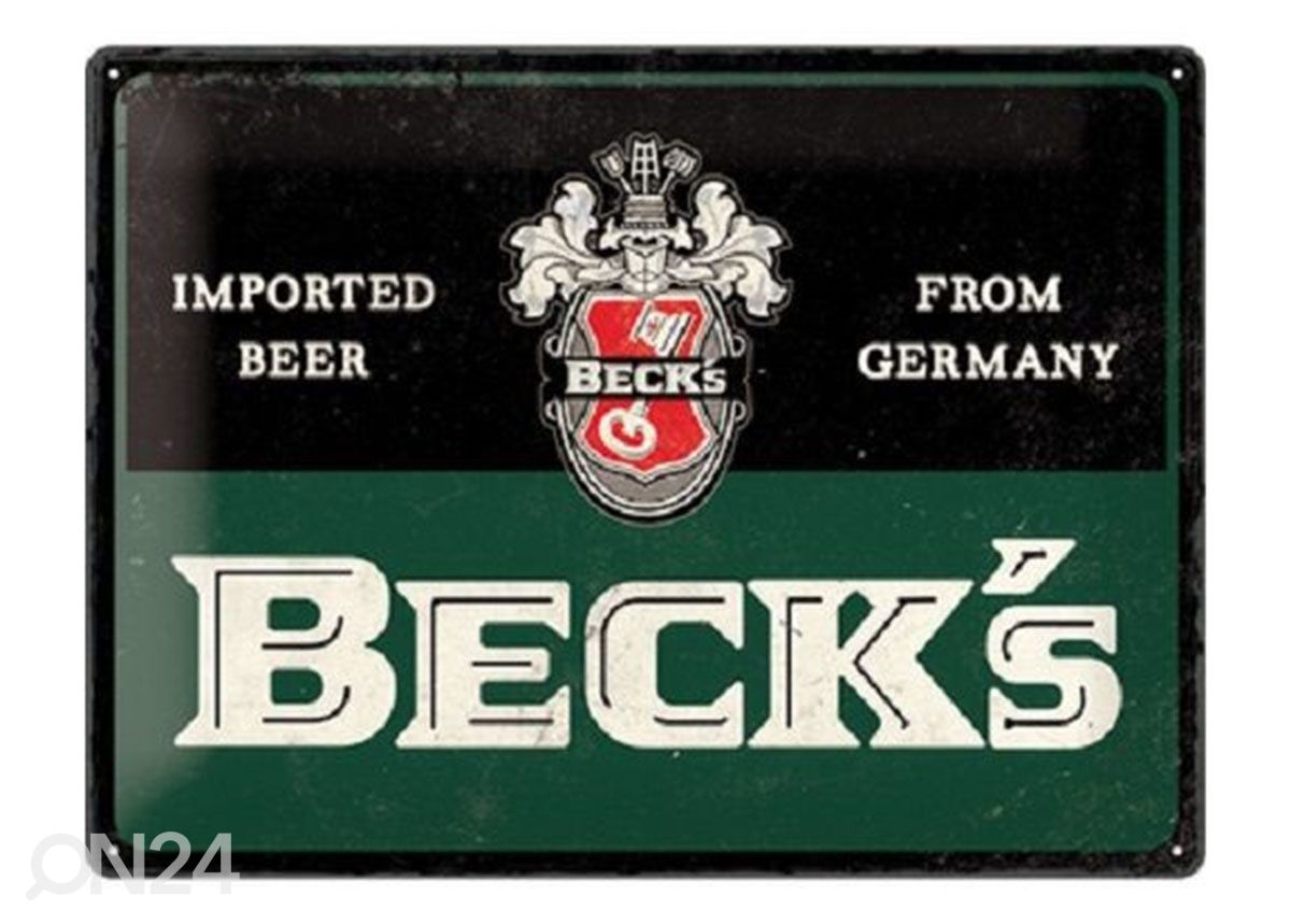 Retro metallposter Becks - Grün Quer 30x40 cm suurendatud