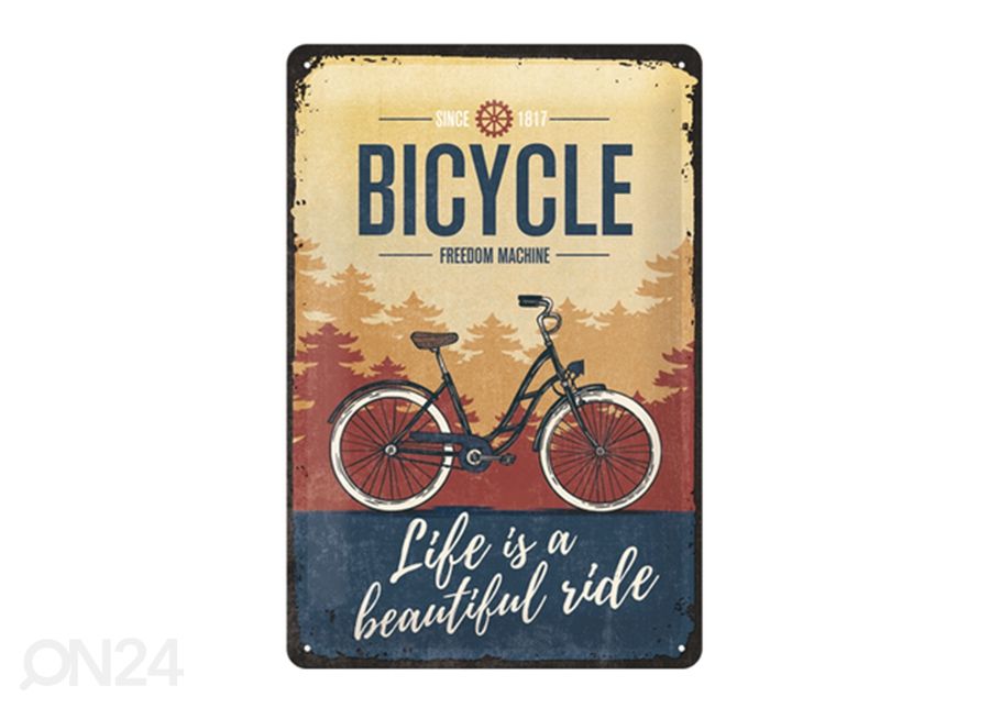 Retro metallposter Bicycle Life is a beautiful ride 20x30 cm suurendatud