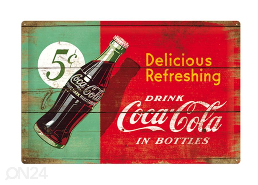 Retro metallposter Coca-Cola Delicious Refreshing 40x60 cm suurendatud