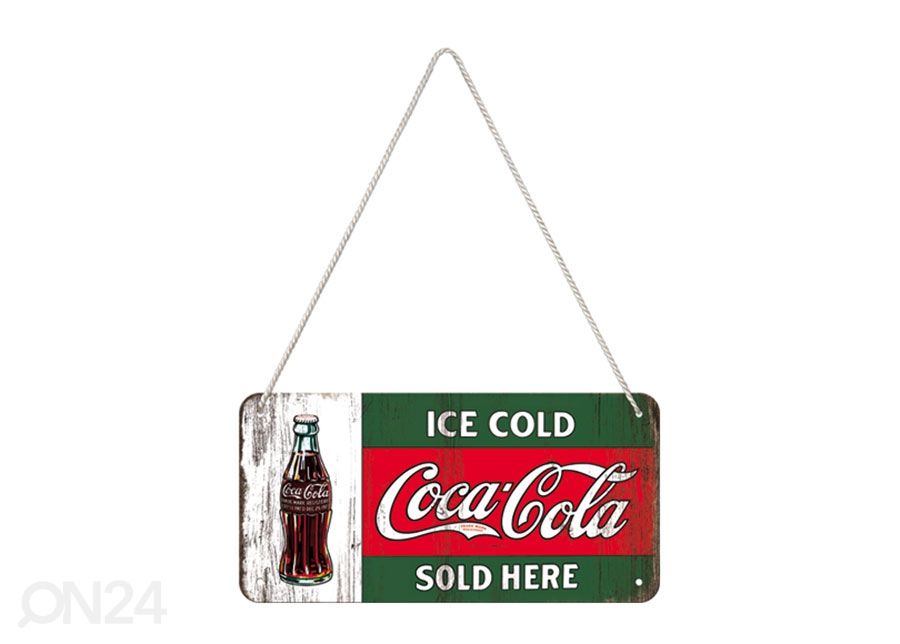 Retro metallposter Coca-Cola Ice Cold Sold Here 10x20 cm suurendatud