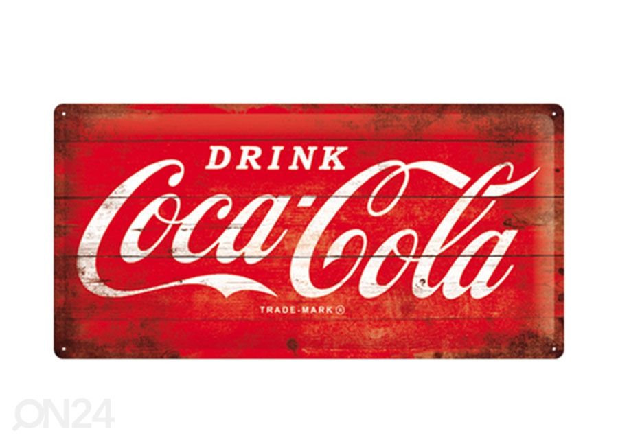 Retro metallposter Coca-Cola logo 25x50 cm suurendatud