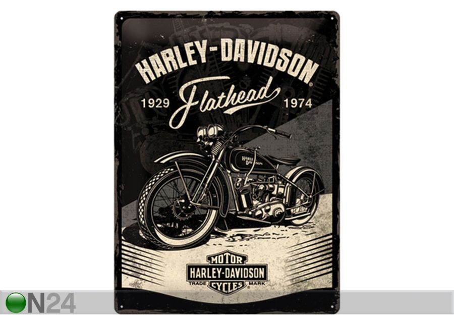 Retro metallposter Harley-Davidson - Flathead Black 30x40 cm suurendatud