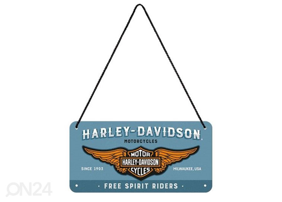 Retro metallposter Harley-Davidson logo 10x20 cm suurendatud