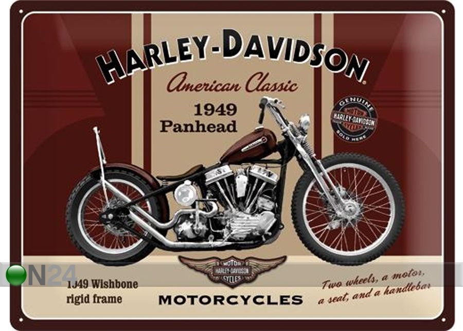 Retro metallposter Harley-Davidson Panhead 30x40cm suurendatud