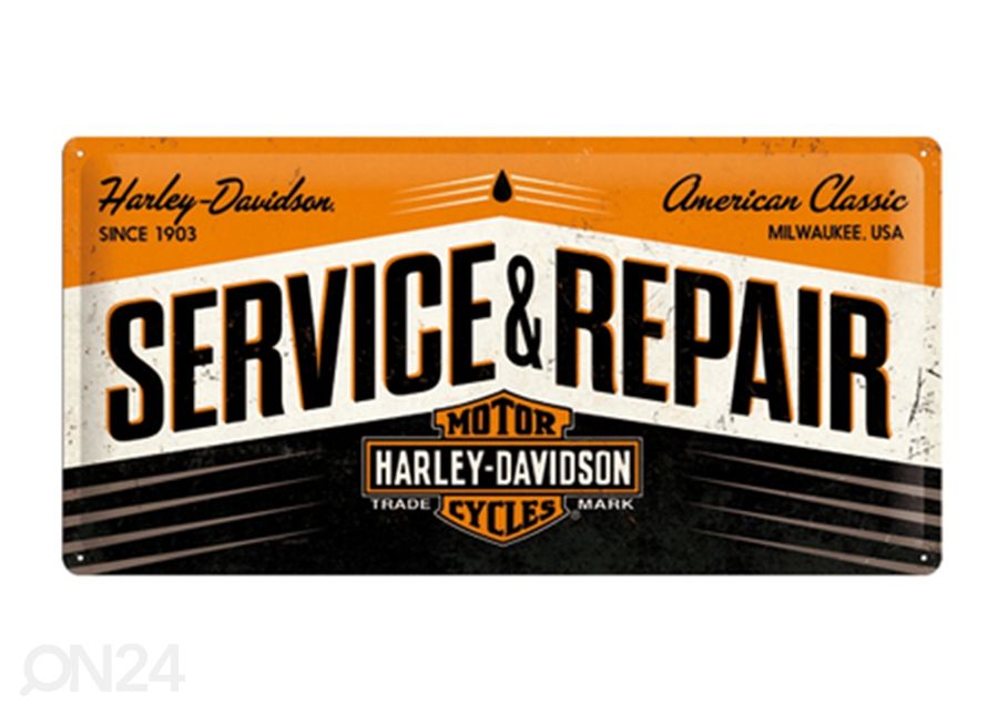 Retro metallposter Harley-Davidson Service & Repair 25x50 cm suurendatud