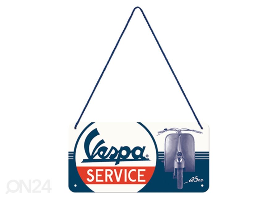 Retro metallposter Vespa Service 10x20 cm suurendatud