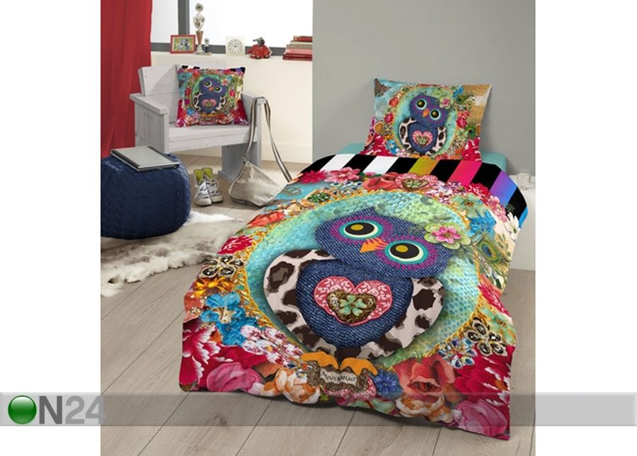 Satiinist voodipesukomplekt Owlie 140x220 cm suurendatud