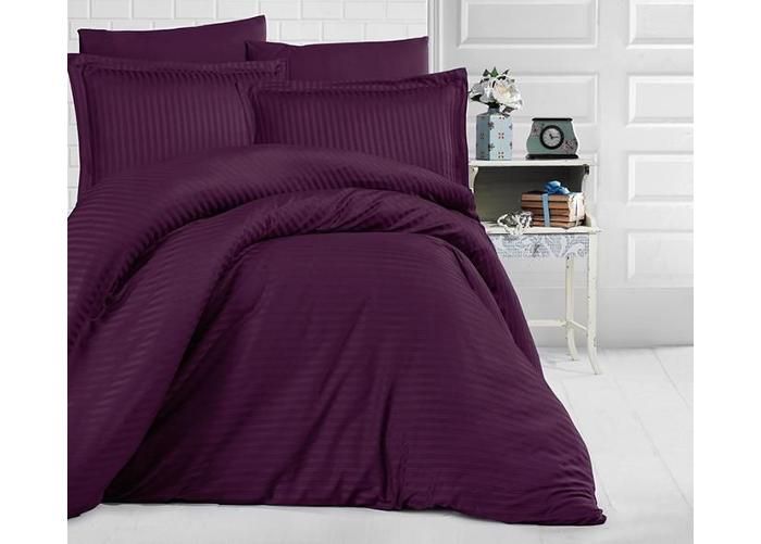 Satiinist voodipesukomplekt Uni Purple 200x220 cm suurendatud