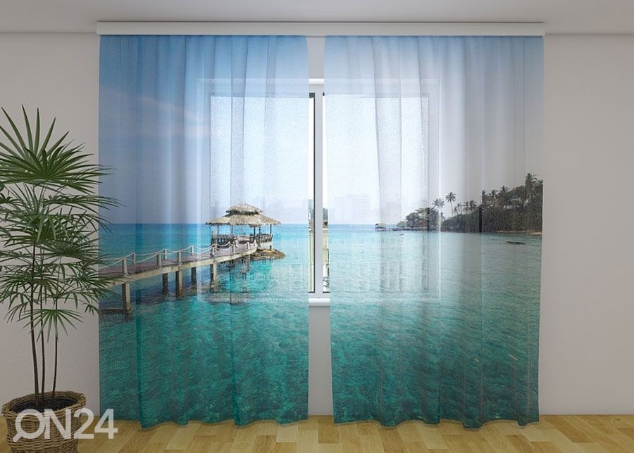 Šifoon-fotokardin Paradise island 240x220 cm suurendatud