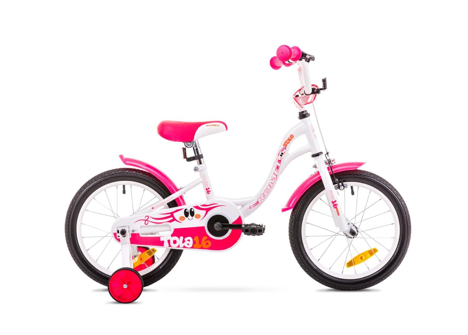 Tüdrukute jalgratas 9 S Rower ROMET TOLA 16 valge-roosa suurendatud