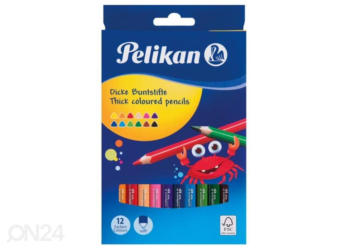 Värvipliiats 12 värvi Pelikan suurendatud