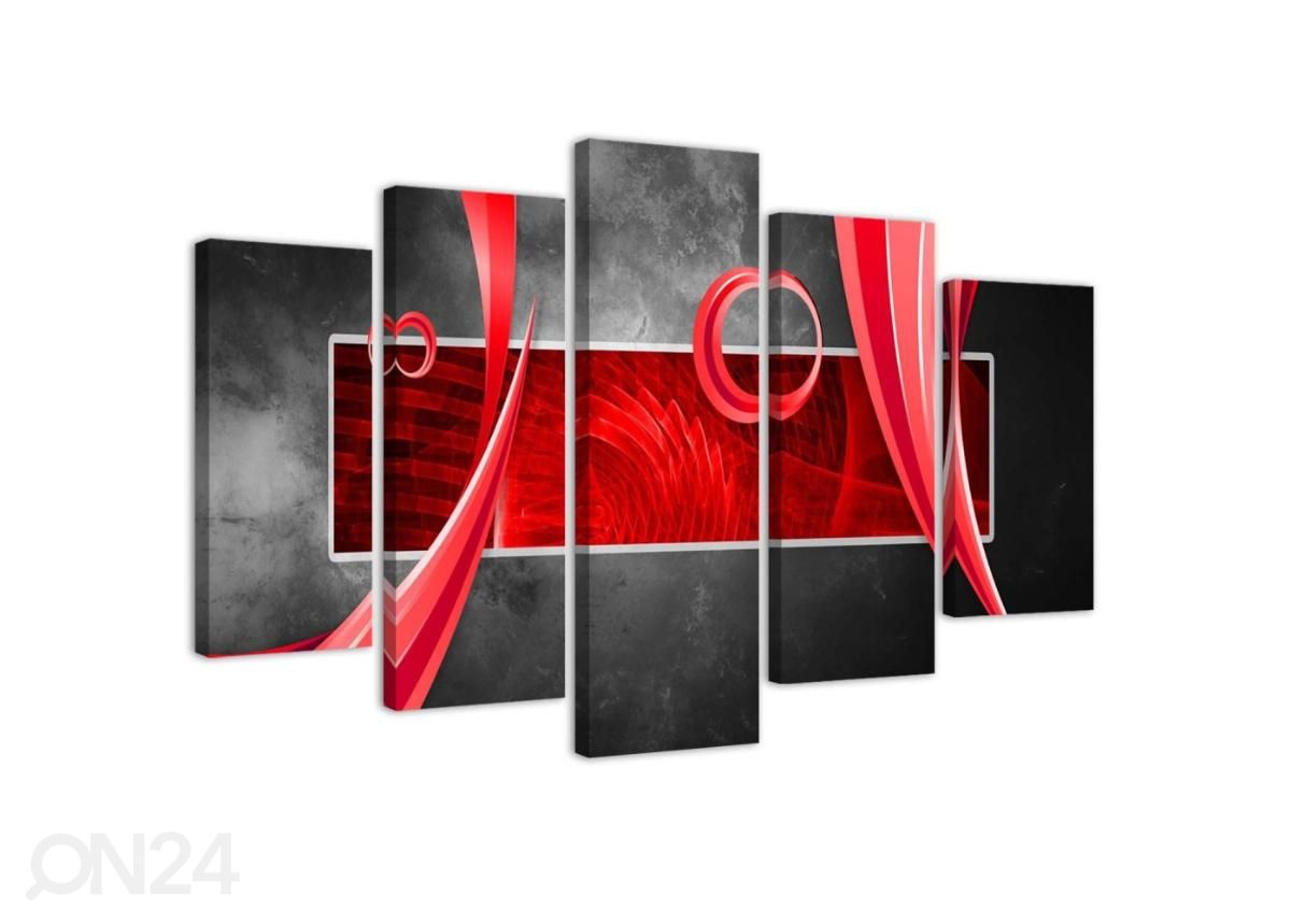 Viieosaline seinapilt Abstract Red Rectangle 200x100 cm suurendatud