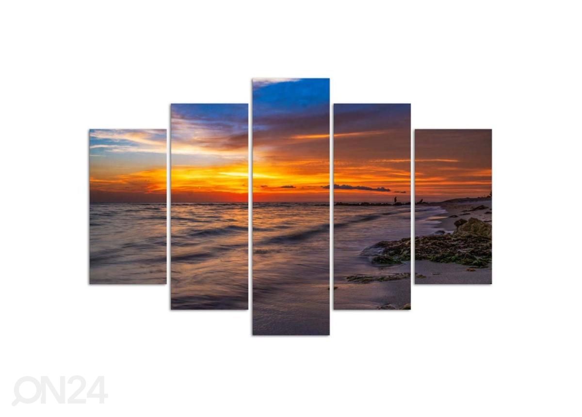 Viieosaline seinapilt Sunset on the Beach 100x70 cm suurendatud
