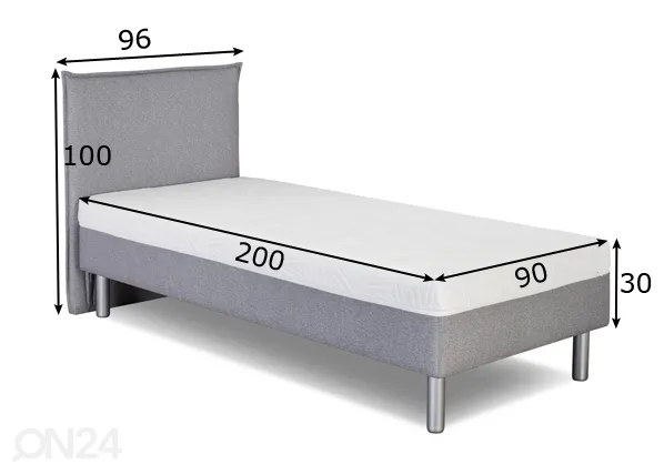 Kušett Hypnos Hera Cork otsaga (pocket) 90x200 cm mõõdud