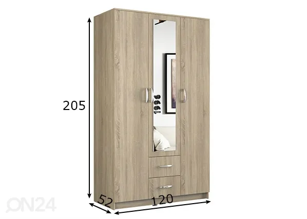 Riidekapp 120 cm mõõdud