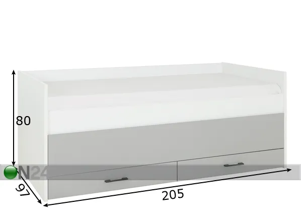 Voodi Ugo 90x200 cm mõõdud
